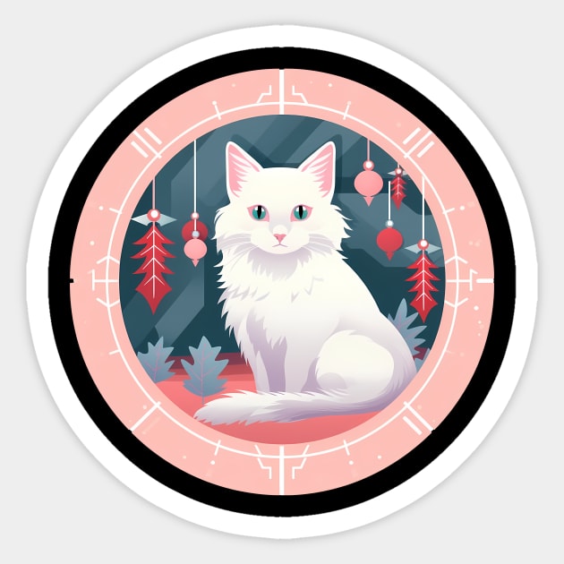 Turkish Angora Cat Xmas Ornament, Love Cats Sticker by logiamerch